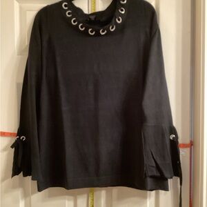 Ashley Stewart Black Grommet Detail Blouse